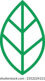 Diseño de icono de hoja sobre fondo blanco. Ilustración del logotipo con fines comerciales. El logo es verde. Cartel de icono de silueta de hoja. Dibujo de doodle minimalista de una hoja