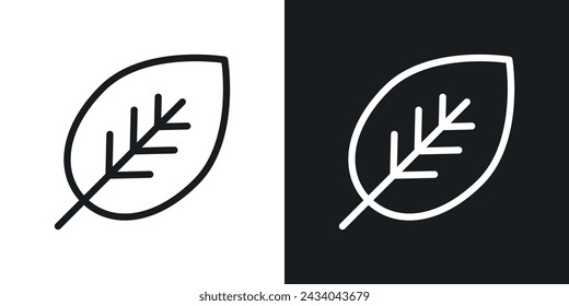 Leaf Icon Designed in a Line Style on White background.