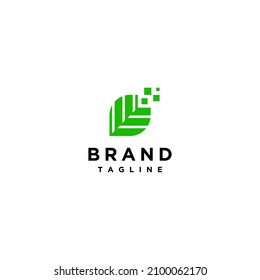 Leaf icon with digital accent