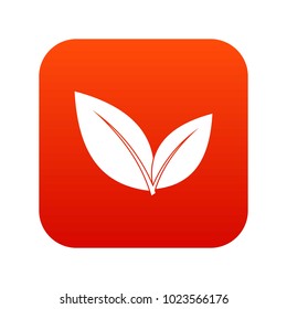 Leaf icon digital red for any design isolated on white vector illustration