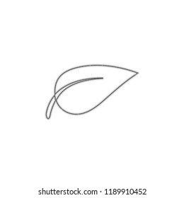 leaf icon. Dotted outline silhouette with shadow on white background