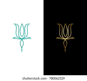 Leaf icon. eco simple icon. gold, green, flower design illustration