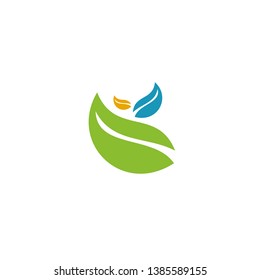 Leaf icon ecology logo design vector template