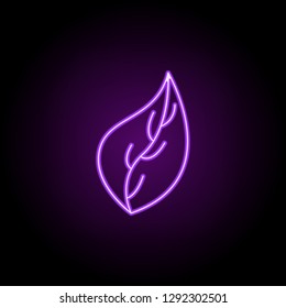 leaf icon. Elements of Eco in neon style icons. Simple icon for websites, web design, mobile app, info graphics