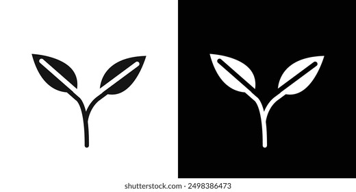 Leaf icon flat line symbol set.