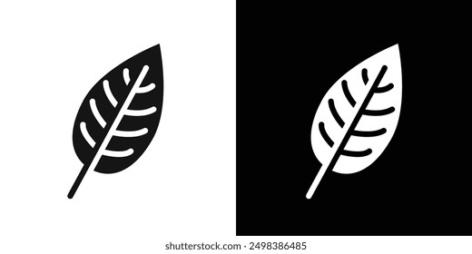 Leaf icon flat line symbol set.