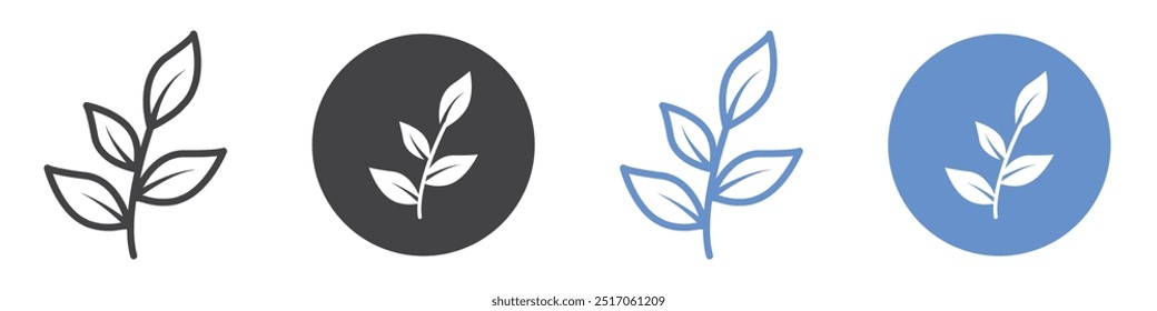 Leaf icon flat line symbol set.
