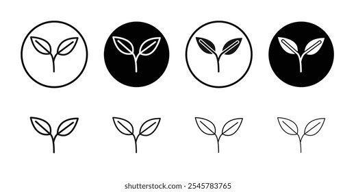 Leaf icon flat line symbol set.