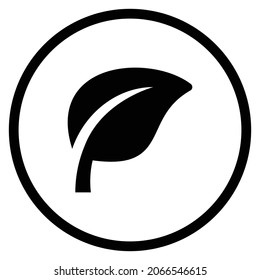 leaf Icon. Flat style Circle Shape isolated on white background. Vector illustration
