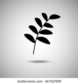 Leaf icon. Flat style. Grey background. Vector illustration.
