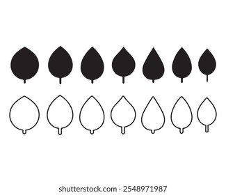  Blattsymbol im flachen Stil auf weißem Hintergrund. Blatt-Symbolsatz. Natursymbol, Blatt-Vektorgrafik.