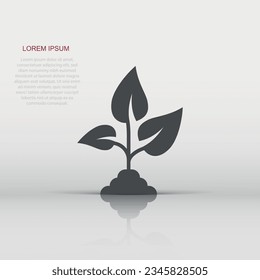 Leaf icon in flat style. Plant vector illustration on white isolated background. Flower sign business concept.