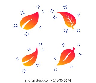 Leaf icon. Fresh natural product symbols. Tree leaves signs. Random dynamic shapes. Gradient leaf icon. Vector