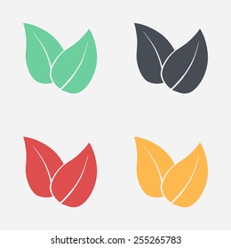 Leaf icon. Fresh natural product symbol. Organic product sign. Flat design style.