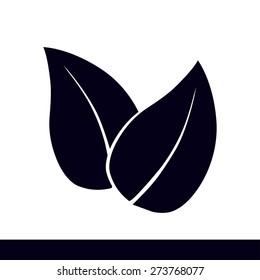 Leaf icon. Fresh natural product symbol. Organic product sign. Flat design style.