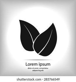 Leaf icon. Fresh natural product symbol. Organic product sign. Flat design style.