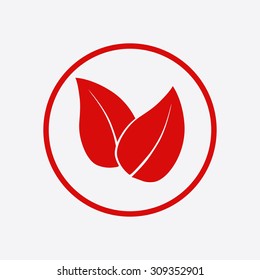 Leaf icon. Fresh natural product symbol. Organic product sign. Flat design style.