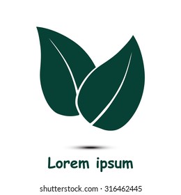 Leaf icon. Fresh natural product symbol. Organic product sign. Flat design style.