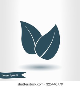 Leaf icon. Fresh natural product symbol. Organic product sign. Flat design style.