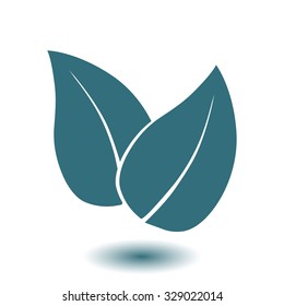 Leaf icon. Fresh natural product symbol. Organic product sign. Flat design style.