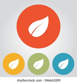 Leaf icon. Fresh natural product. Organic product symbol. Flat design style.