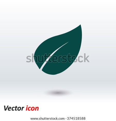 Leaf icon. Fresh natural product. Organic product simbol. Flat design style.