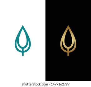 Leaf icon. golden and tosca leaf vector. eco simple icon