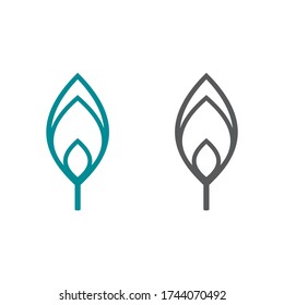 Leaf icon. gray and tosca leaf vector design