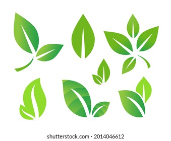 Leaf icon. Green leaves symbol, eco sign, simple plant silhouette, renewable energy concept, sprout logo graphic element, leaf vector illustration