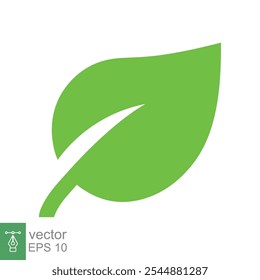 Icono de hoja. Planta verde, árbol, naturaleza, floral, orgánico, concepto de medio ambiente. Estilo plano simple. Ilustración vectorial aislada sobre fondo blanco. EPS 10.