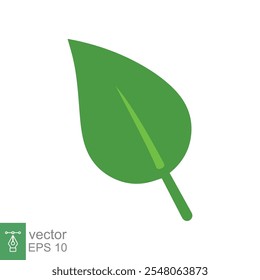 Icono de hoja. Planta verde, árbol, naturaleza, floral, orgánico, concepto de medio ambiente. Estilo plano simple. Ilustración vectorial aislada sobre fondo blanco. EPS 10.