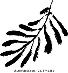 Leaf Icon. Grunge Dry Brush Illustration.