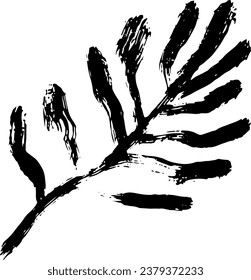 Leaf Icon. Grunge Dry Brush Illustration.