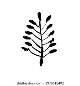 Leaf icon. Grunge vector dry brush illustration.