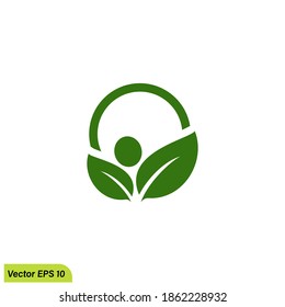 leaf icon human shape style logo template 