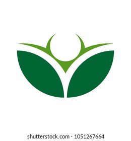 leaf icon with human symbol.
