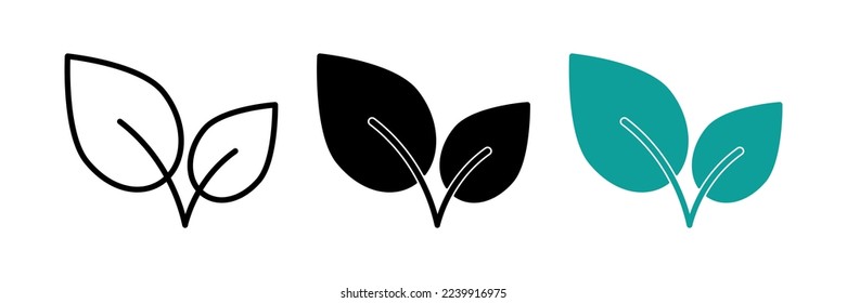 Icono de hoja. Ecología aislada y estilo de línea de iconos hoja. Concepto de dibujo de símbolo vectorial de icono de hoja de té verde de primera calidad para el diseño de la interfaz de usuario de la aplicación móvil web de tu logotipo. Pasos 10