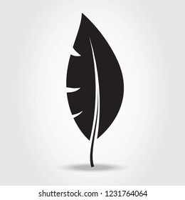 Leaf icon isolated on gray background. Black leaf icon for web site, logo, poster, placard and wallpaper. Creative art concept. Vector illustration