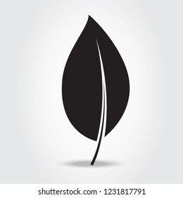 Leaf icon isolated on gray background. Black leaf icon for web site, logo, poster, placard and wallpaper. Creative art concept. Vector illustration