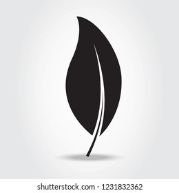 Leaf icon isolated on gray background. Black leaf icon for web site, logo, poster, placard and wallpaper. Creative art concept. Vector illustration