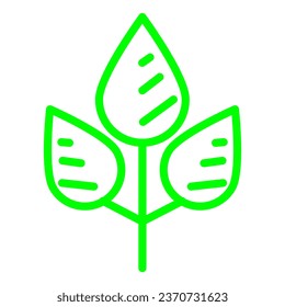 leaf icon isolated on white background, simple art, line art, green line, illustration, element
