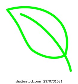 leaf icon isolated on white background, simple art, line art, green line, illustration, element