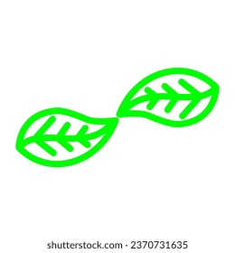 leaf icon isolated on white background, simple art, line art, green line, illustration, element