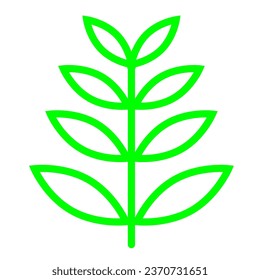 leaf icon isolated on white background, simple art, line art, green line, illustration, element