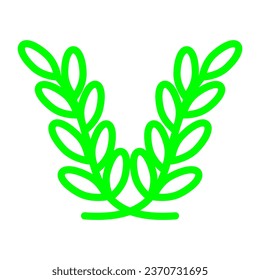leaf icon isolated on white background, simple art, line art, green line, illustration, element