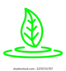 icono de hoja aislado en fondo blanco, arte simple, arte de línea, línea verde, ilustración, elemento