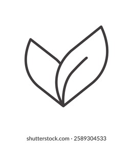 leaf icon isolated stroke in black color