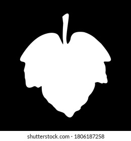 Leaf icon. Isolated white sign on black background. Vector illustration. Great for use as an additional design, logos, labels, stickers, banners, cards, prints, textiles, and more creatives ideas.