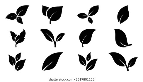 Icono de la hoja, Ilustración vectorial del icono de las hojas aislada en el fondo blanco.