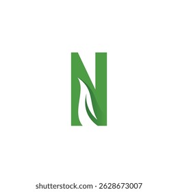 Leaf Icon Letter N Vector. Green Leaf Nature Logo